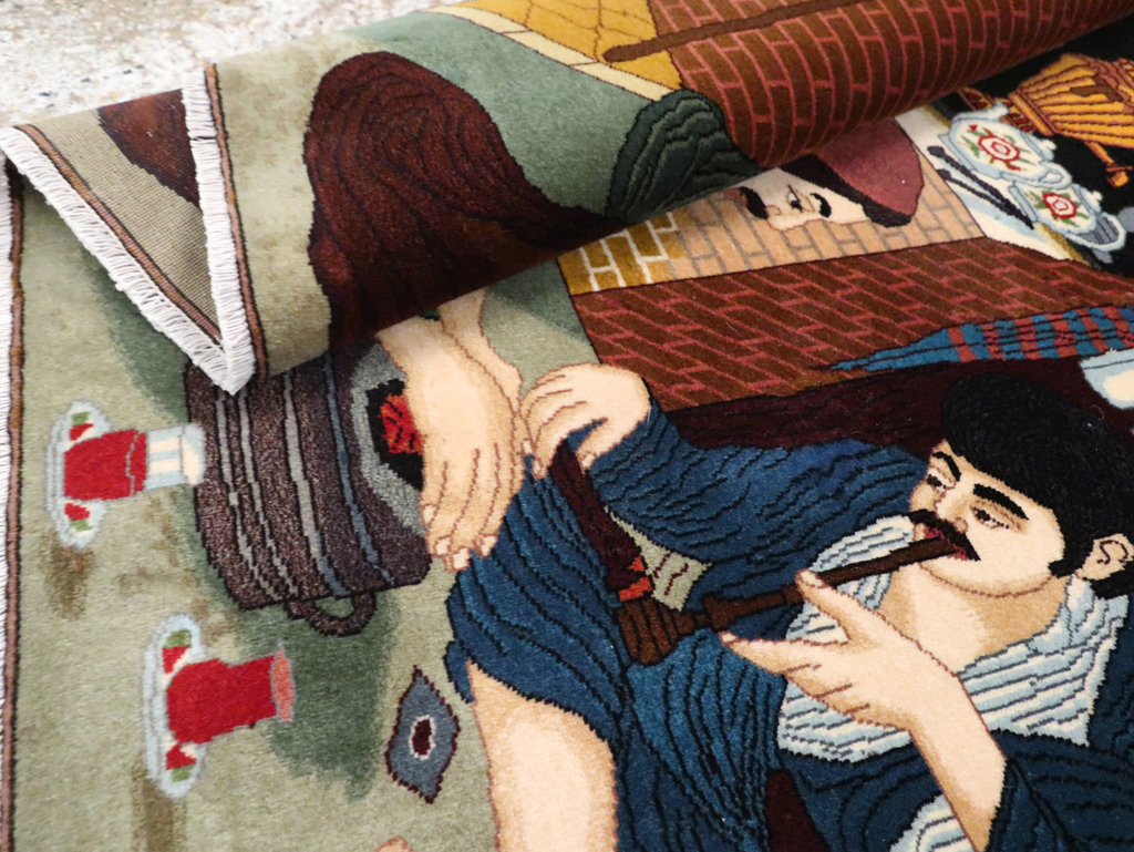 Vintage Pictorial Tabriz Rug, No.29594 - Gss