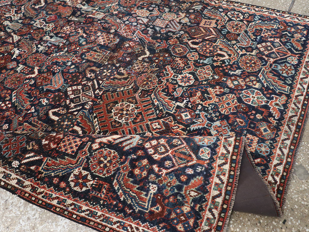 Antique Persian Shiraz Pictorial Accent Rug, No.29604 - Gss