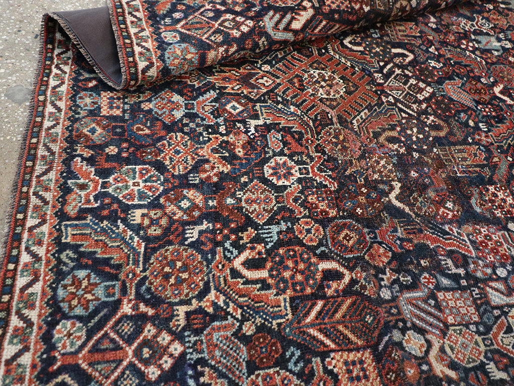 Antique Persian Shiraz Pictorial Accent Rug, No.29604 - Gss