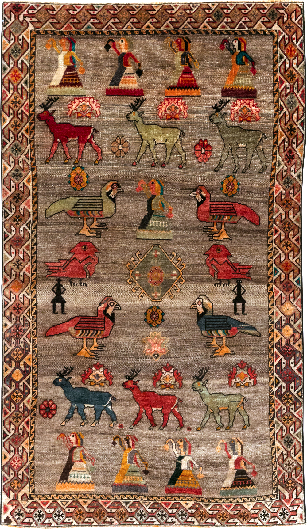Vintage Persian Pictorial Shiraz Rug, No.29605 - Gss
