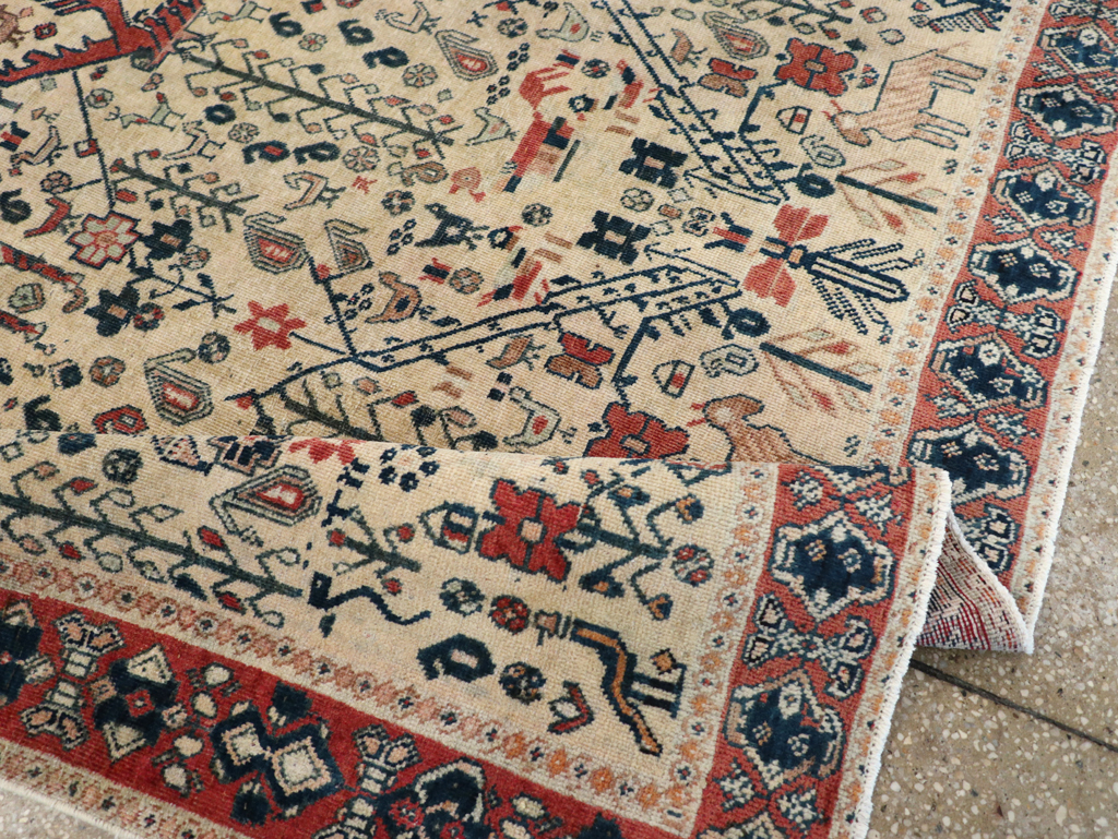Vintage Persian Qashqai Pictorial Accent Rug, No.29608 - Gss
