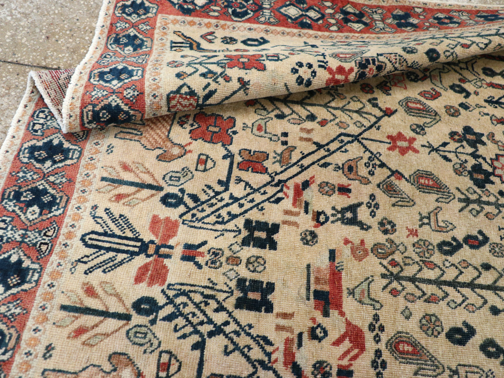 Vintage Persian Qashqai Pictorial Accent Rug, No.29608 - Gss
