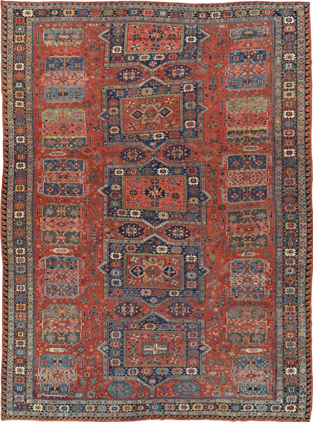 Antique Central Asian Soumak Room Size Carpet, No.29613 - Gss