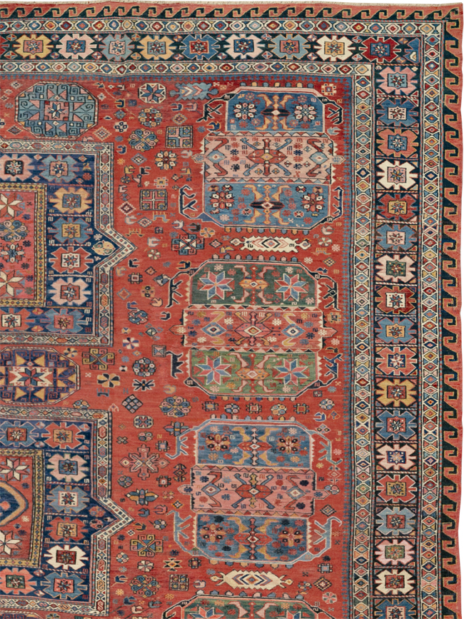 Antique Central Asian Soumak Room Size Carpet, No.29613 - Gss