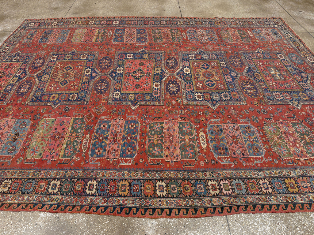 Antique Central Asian Soumak Room Size Carpet, No.29613 - Gss