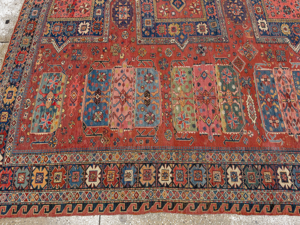 Antique Central Asian Soumak Room Size Carpet, No.29613 - Gss