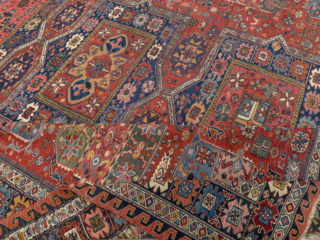 Antique Central Asian Soumak Room Size Carpet, No.29613 - Gss
