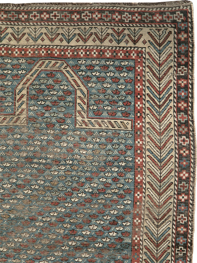 Distressed Antique Caucasian Shirvan Throw Rug, No.29626 - Gss