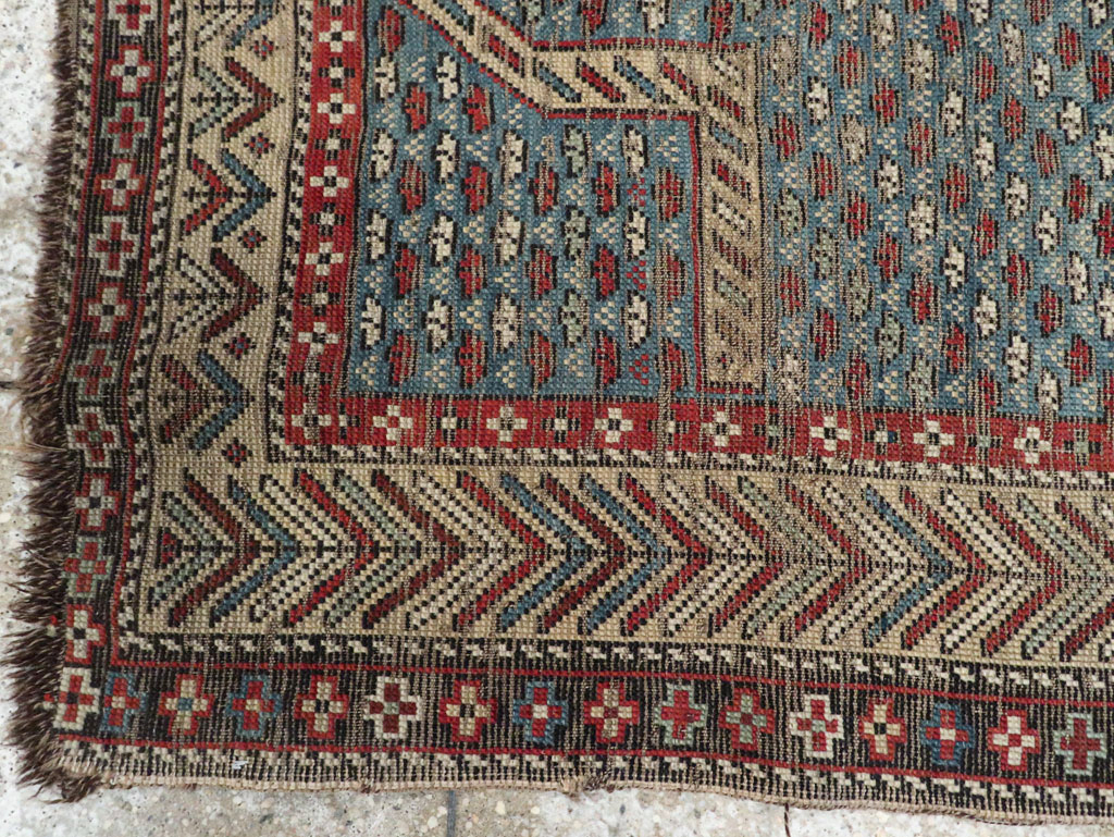 Distressed Antique Caucasian Shirvan Throw Rug, No.29626 - Gss