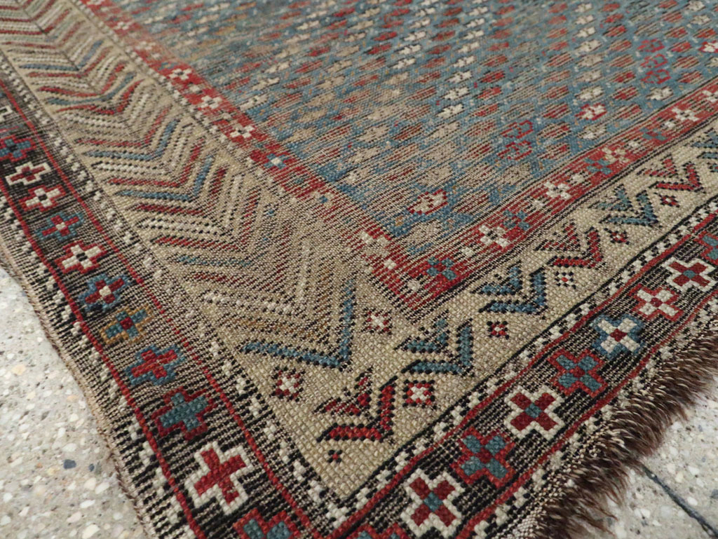 Distressed Antique Caucasian Shirvan Throw Rug, No.29626 - Gss