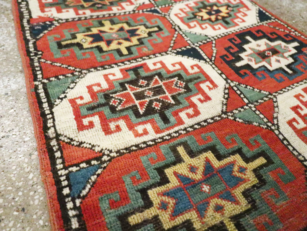 Antique Caucasian Kazak Throw Rug, No.29632 - Gss