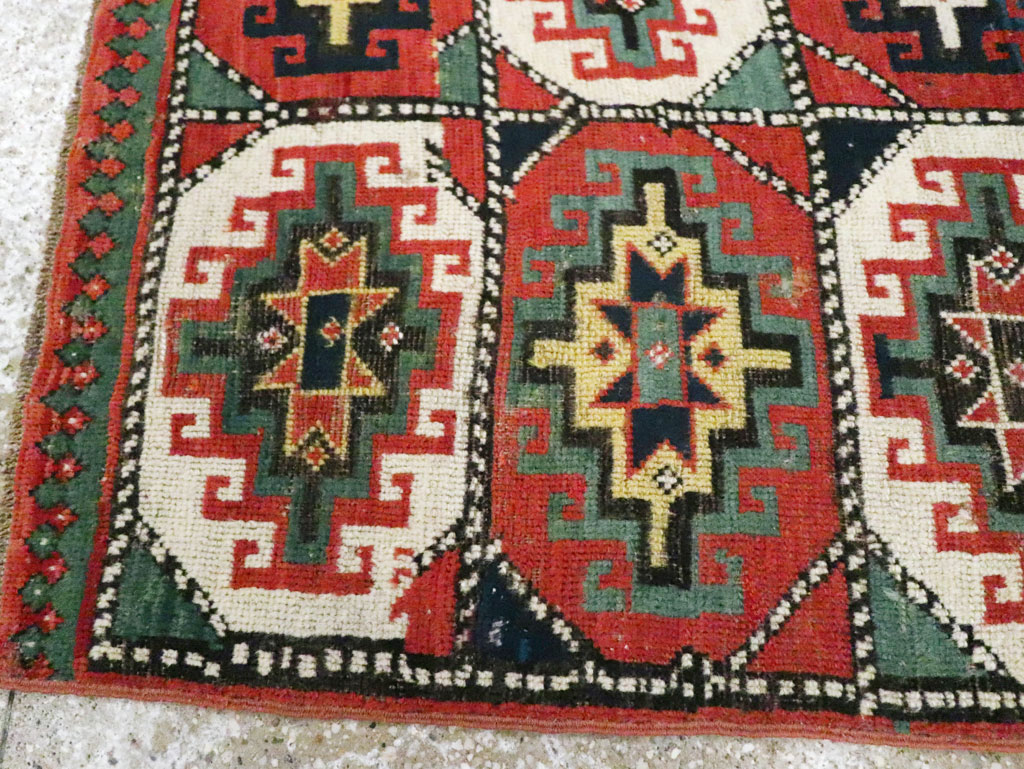 Antique Caucasian Kazak Throw Rug, No.29632 - Gss