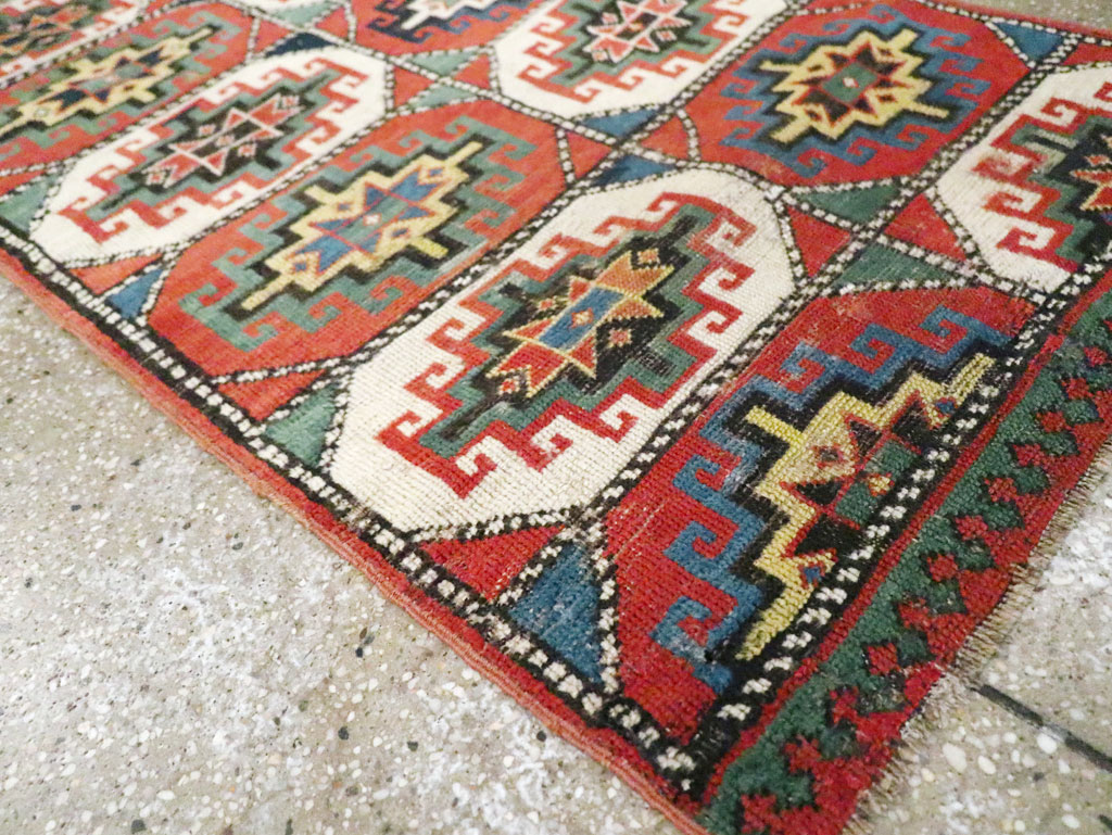 Antique Caucasian Kazak Throw Rug, No.29632 - Gss