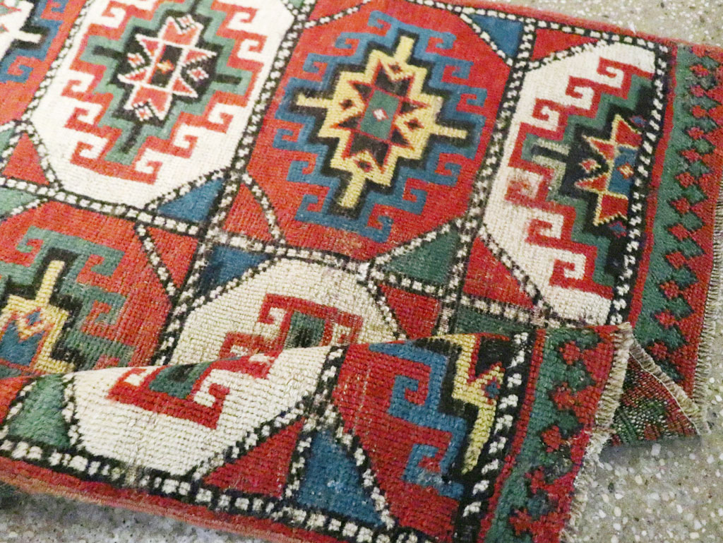 Antique Caucasian Kazak Throw Rug, No.29632 - Gss