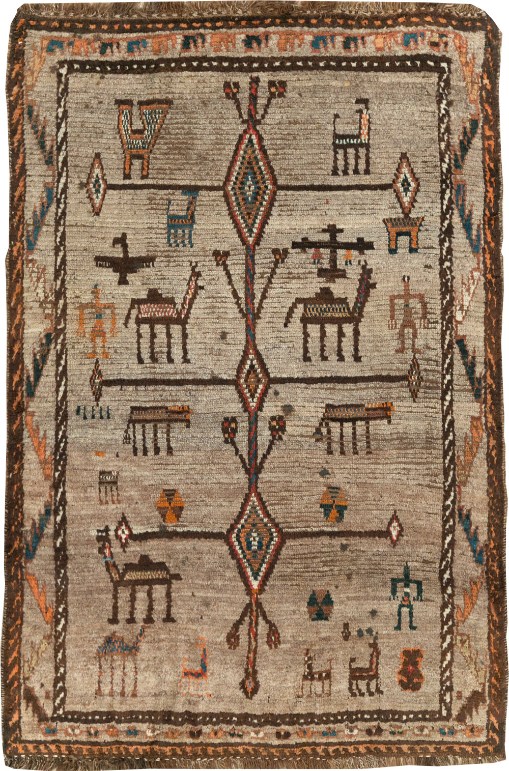 Vintage Persian Gabbeh Pictorial Rug, No.29640 - Gss
