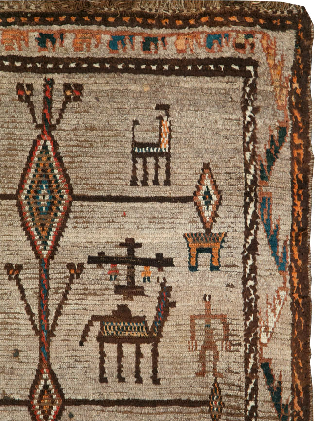 Vintage Persian Gabbeh Pictorial Rug, No.29640 - Gss