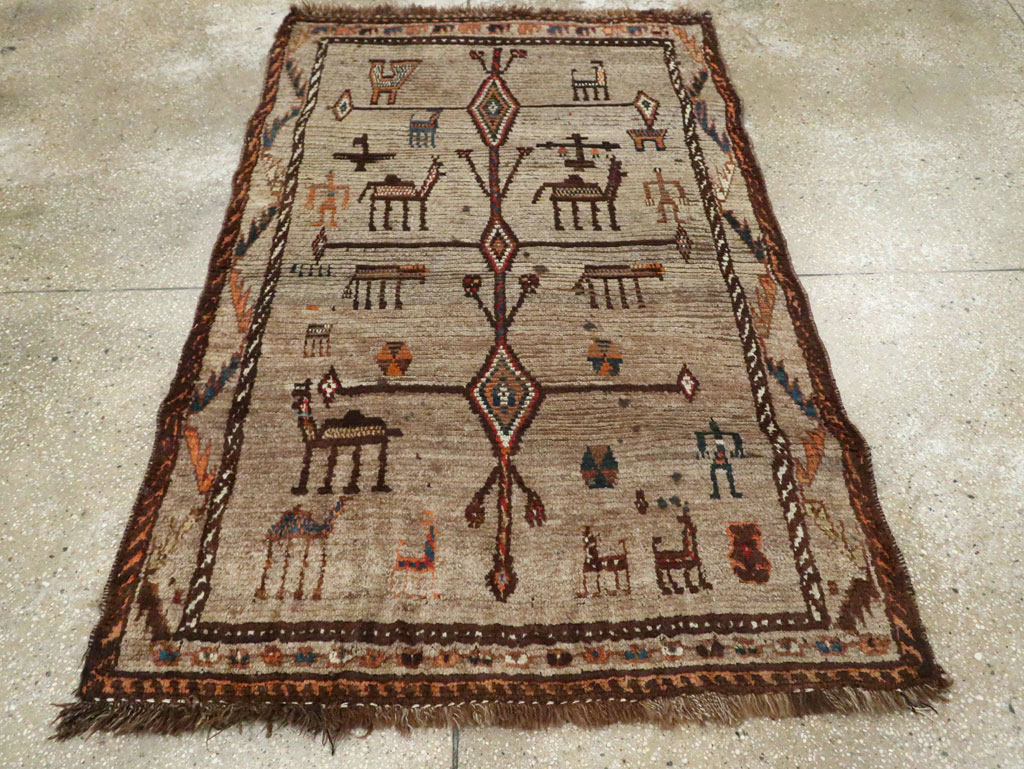 Vintage Persian Gabbeh Pictorial Rug, No.29640 - Gss