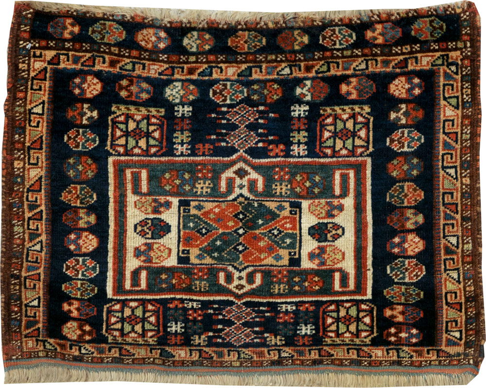 Antique Persian Khamseh Throw Rug, No.29644 - Gss