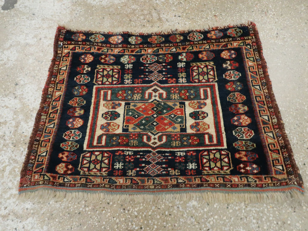 Antique Persian Khamseh Throw Rug, No.29644 - Gss