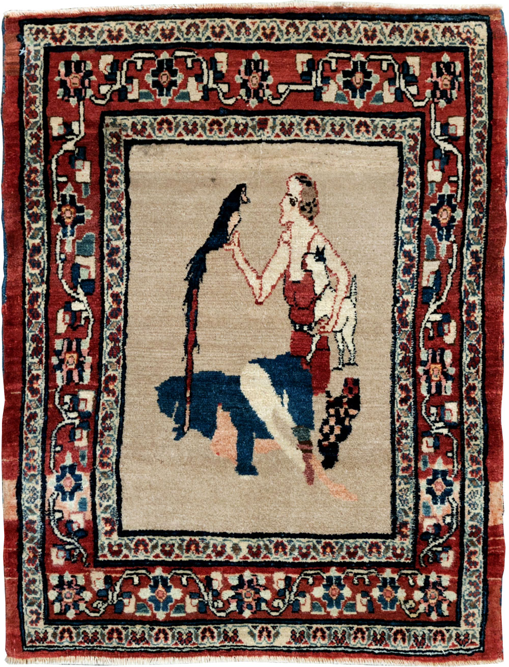 Antique Perisan Tabriz Pictorial Rug, No.29649 - Gss