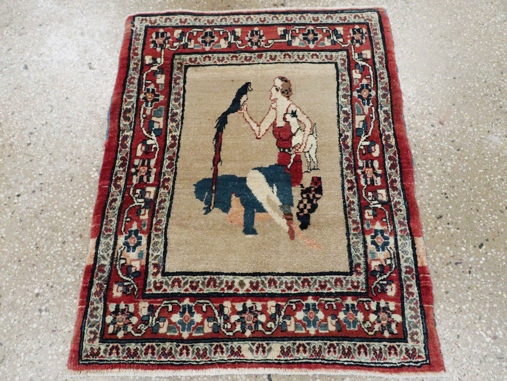 Antique Perisan Tabriz Pictorial Rug, No.29649 - Gss