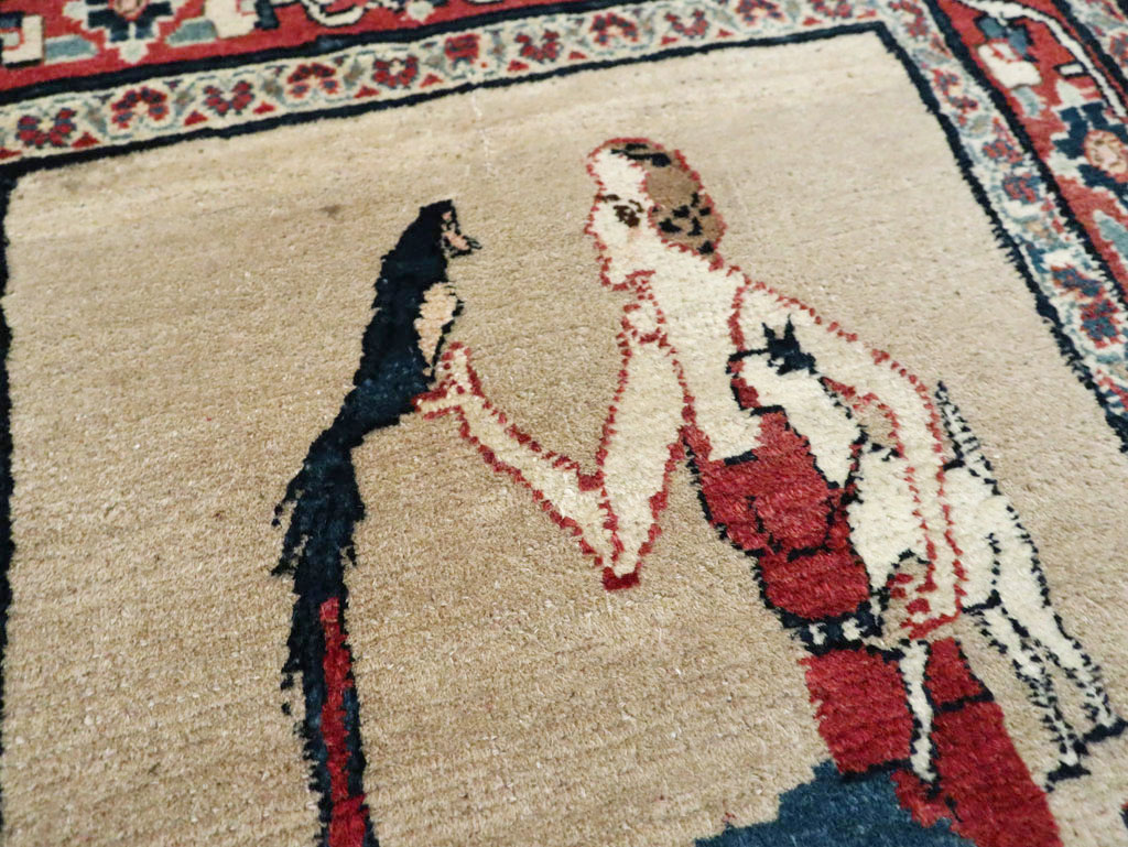 Antique Perisan Tabriz Pictorial Rug, No.29649 - Gss