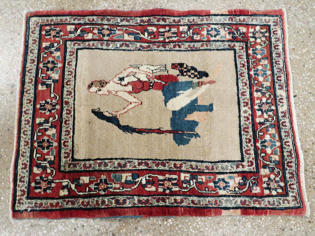 Antique Perisan Tabriz Pictorial Rug, No.29649 - Gss