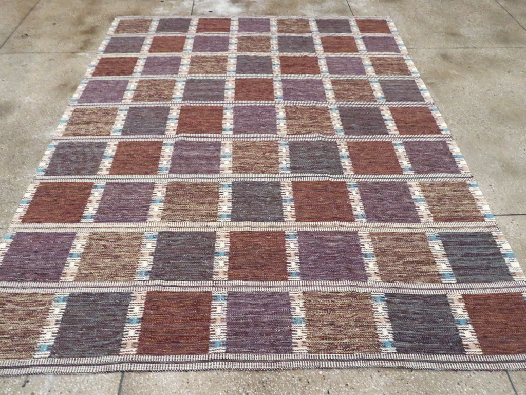 Swedish Inspired Contemporary Turkish Flatweave Kilim Room Size Carpet, No.29667 - Gss