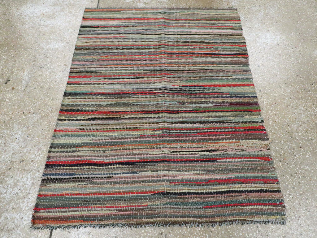 Vintage American Small Rag Rug, No.29674 - Gss