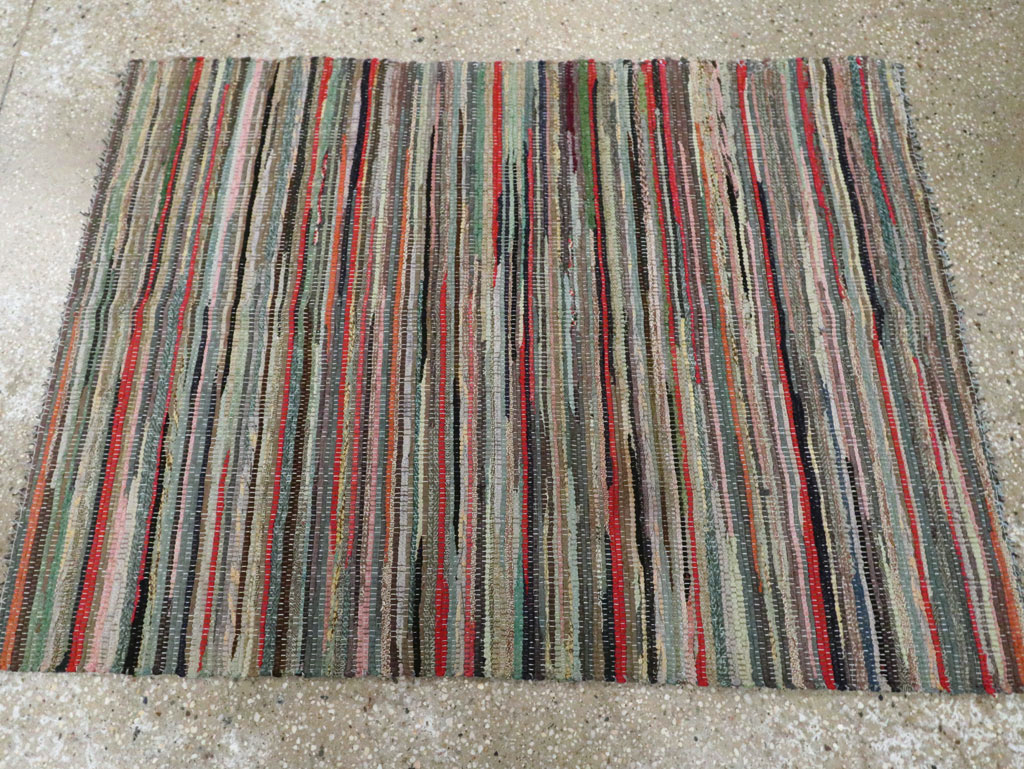 Vintage American Small Rag Rug, No.29674 - Gss