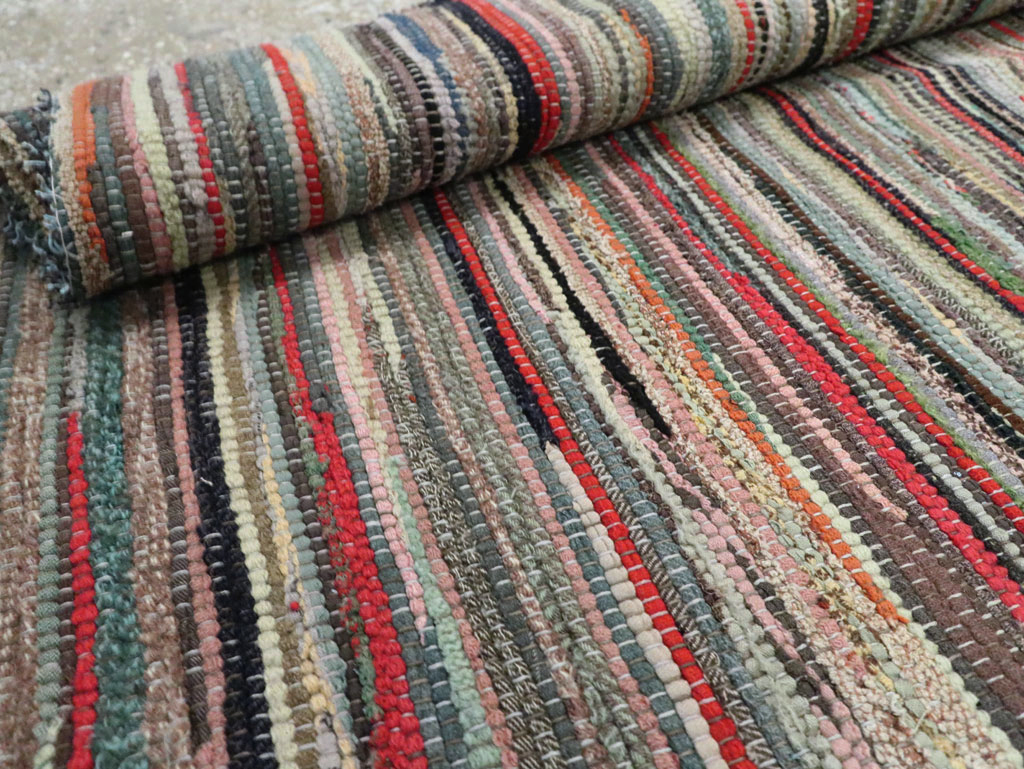 Vintage American Small Rag Rug, No.29674 - Gss