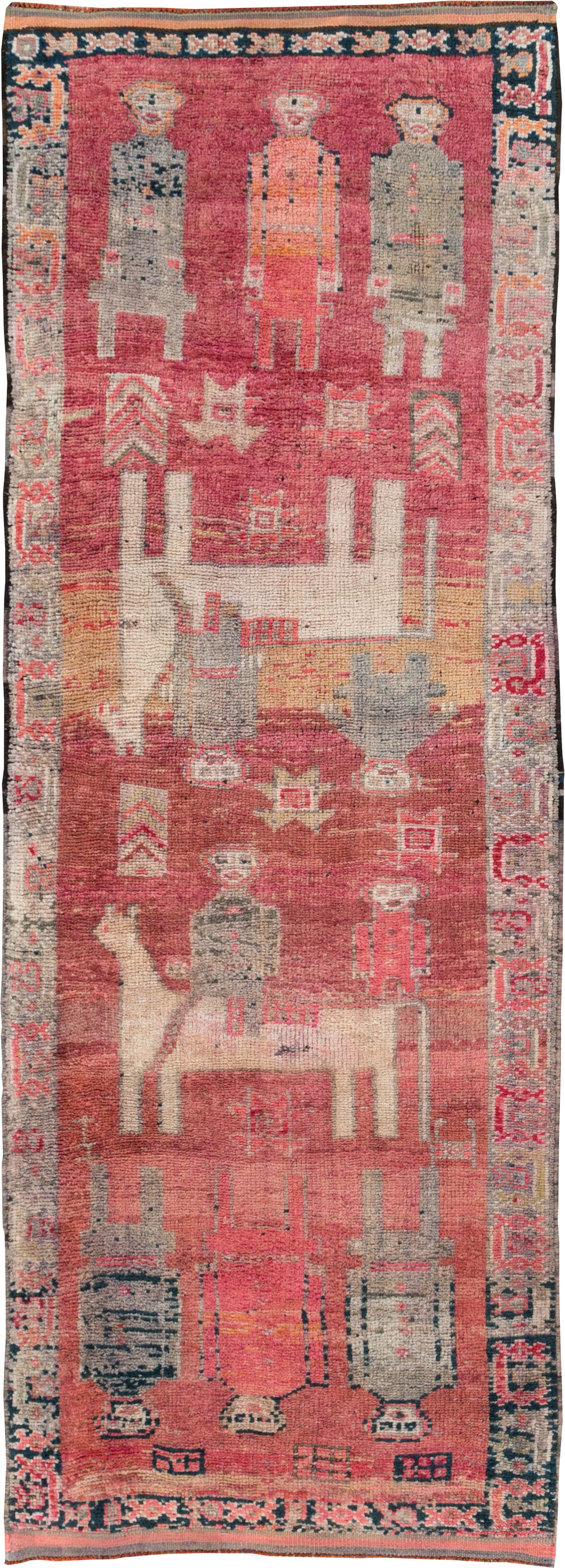 Vintage Turkish Anatolian Pictorial Runner, No.29676 - Gss