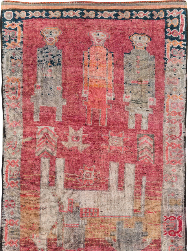 Vintage Turkish Anatolian Pictorial Runner, No.29676 - Gss