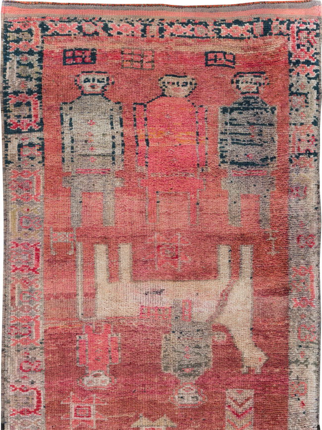 Vintage Turkish Anatolian Pictorial Runner, No.29676 - Gss