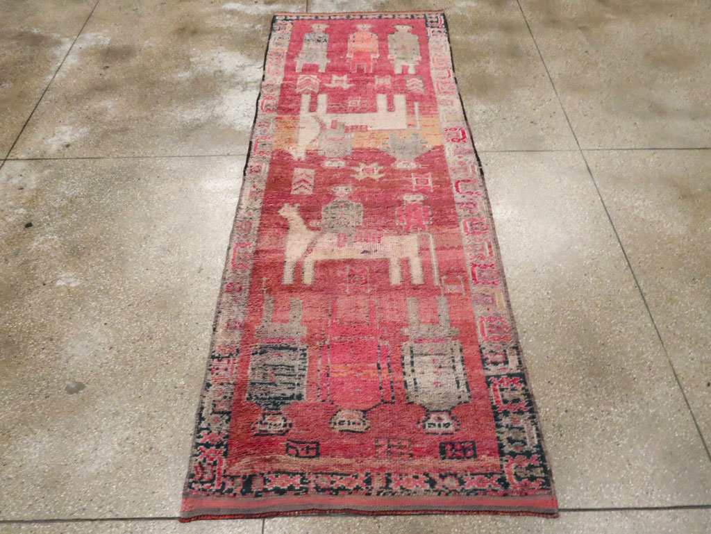 Vintage Turkish Anatolian Pictorial Runner, No.29676 - Gss