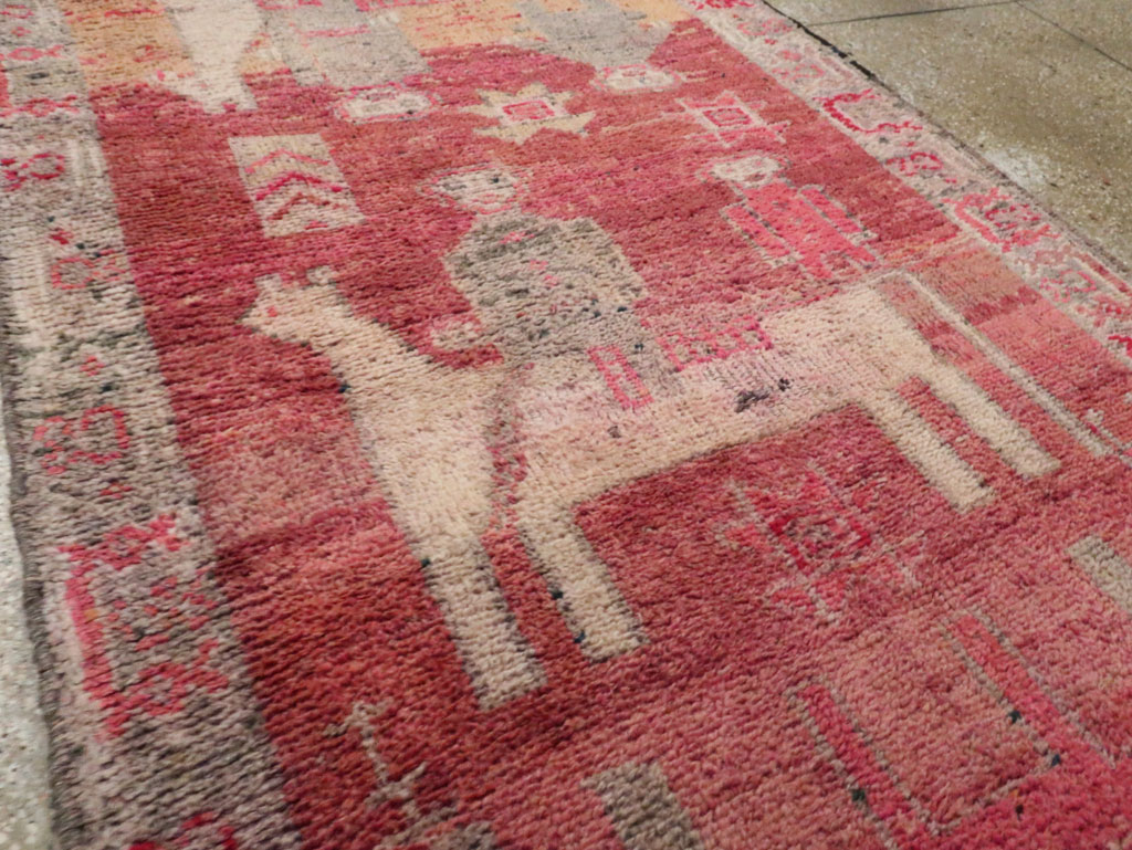 Vintage Turkish Anatolian Pictorial Runner, No.29676 - Gss