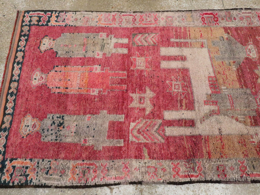 Vintage Turkish Anatolian Pictorial Runner, No.29676 - Gss