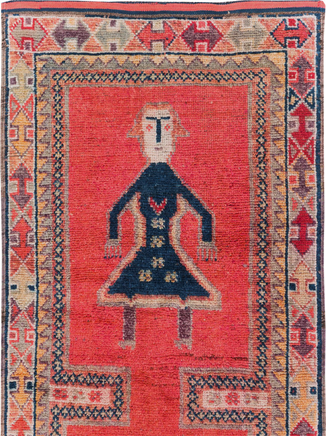 Vintage Turkish Anatolian Pictorial Runner, No.29677 - Gss