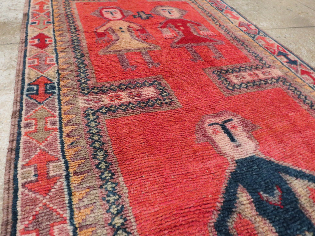 Vintage Turkish Anatolian Pictorial Runner, No.29677 - Gss