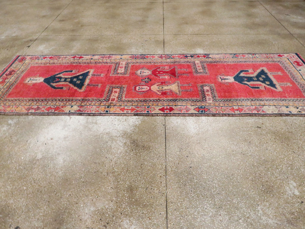 Vintage Turkish Anatolian Pictorial Runner, No.29677 - Gss