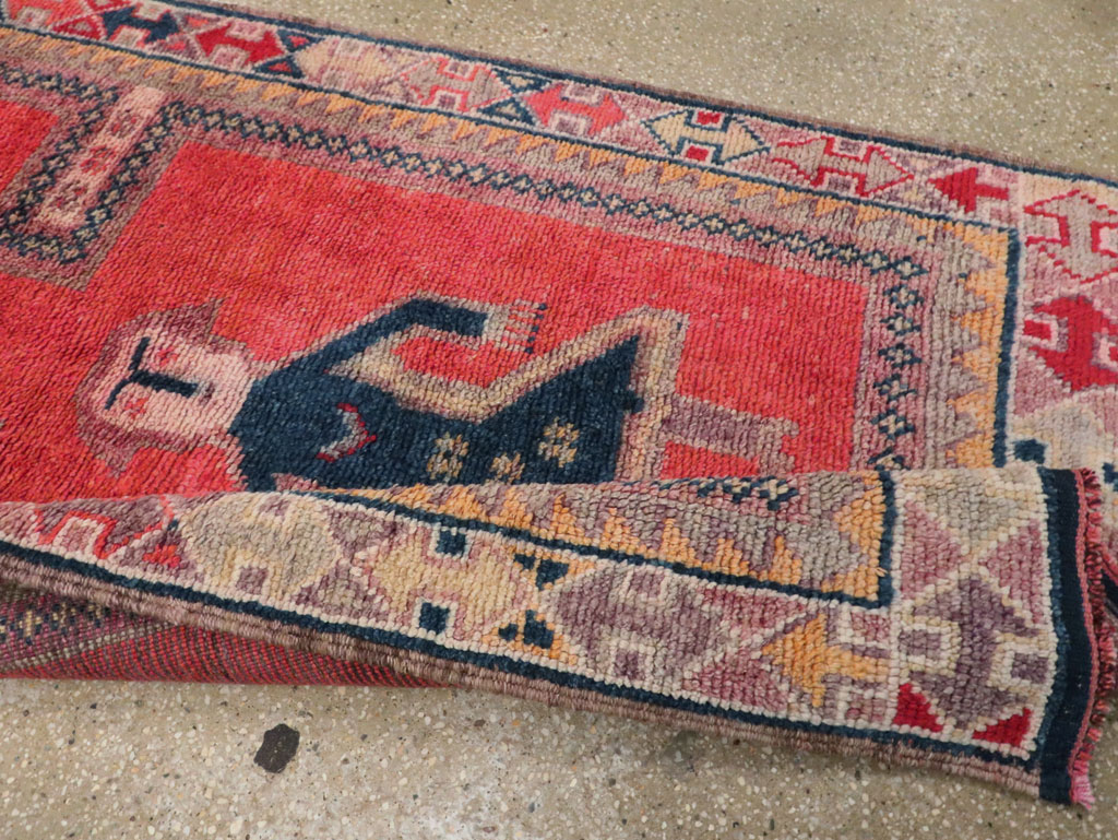 Vintage Turkish Anatolian Pictorial Runner, No.29677 - Gss