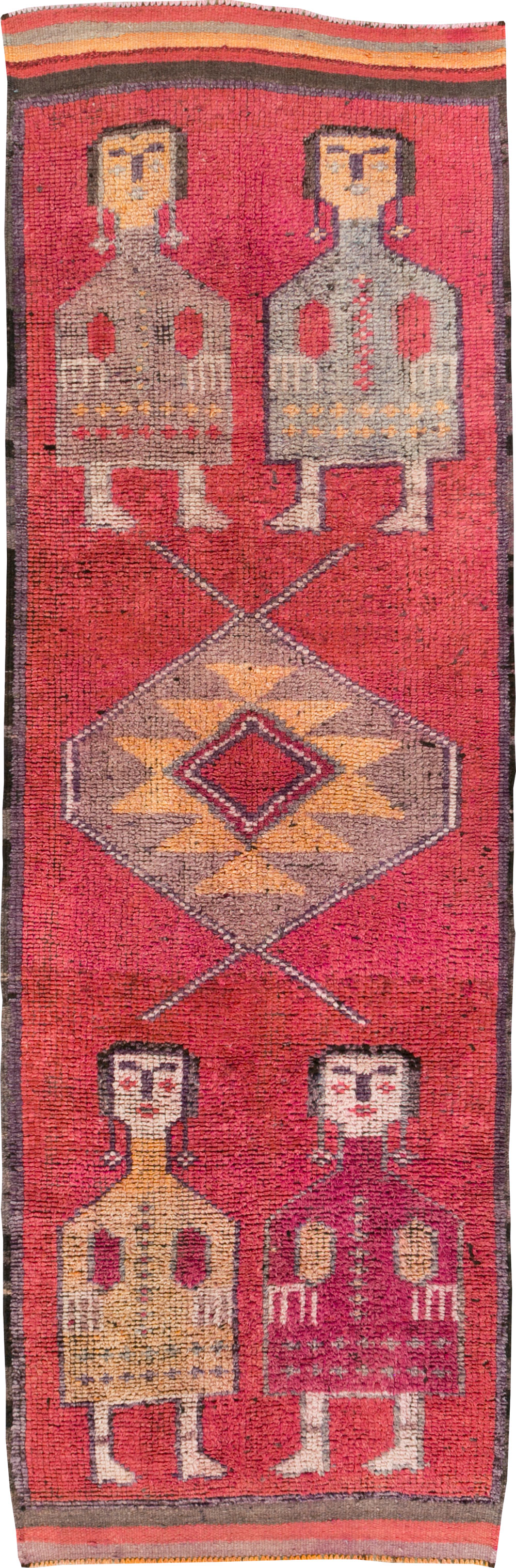 Vintage Turkish Anatolian Pictorial Runner, No.29678 - Gss