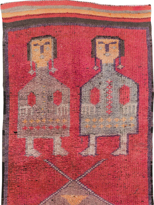 Vintage Turkish Anatolian Pictorial Runner, No.29678 - Gss