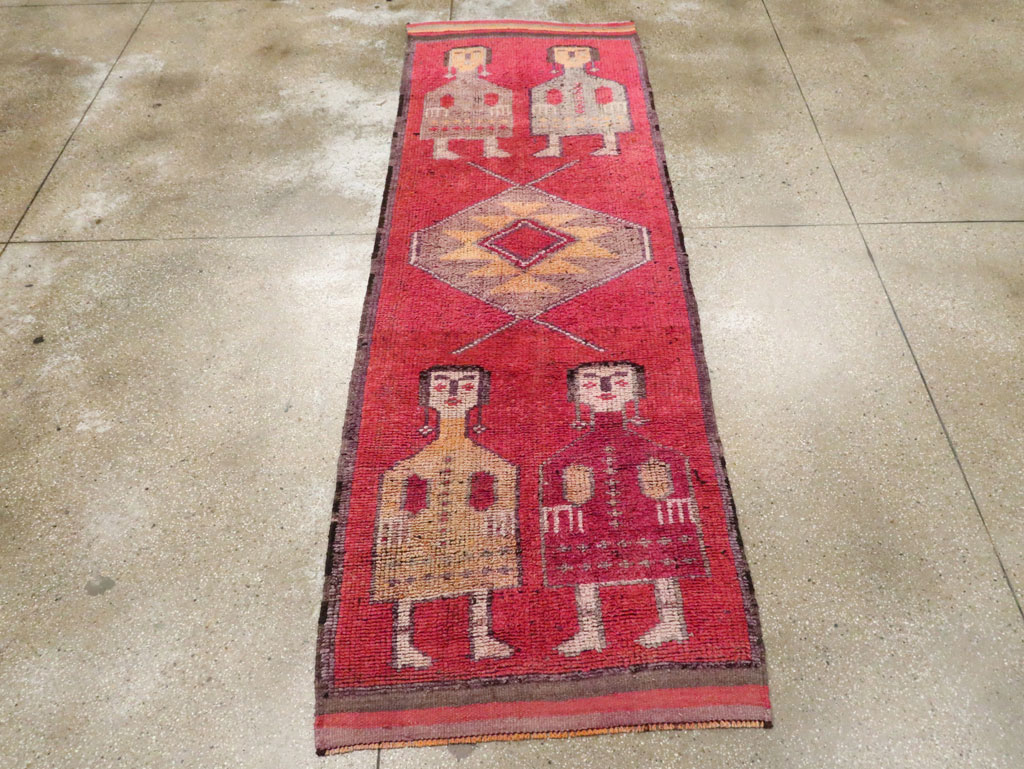 Vintage Turkish Anatolian Pictorial Runner, No.29678 - Gss