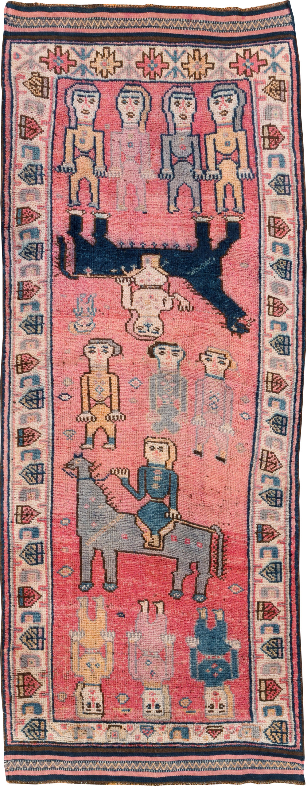 Vintage Turkish Anatolian Pictorial Runner, No.29679 - Gss