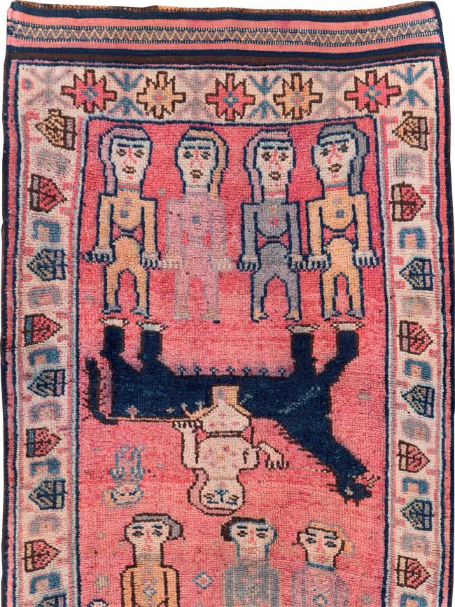 Vintage Turkish Anatolian Pictorial Runner, No.29679 - Gss