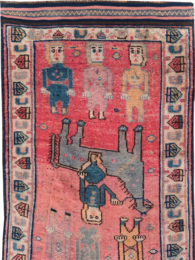 Vintage Turkish Anatolian Pictorial Runner, No.29679 - Gss