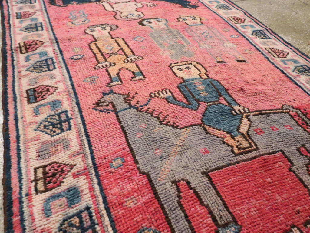 Vintage Turkish Anatolian Pictorial Runner, No.29679 - Gss