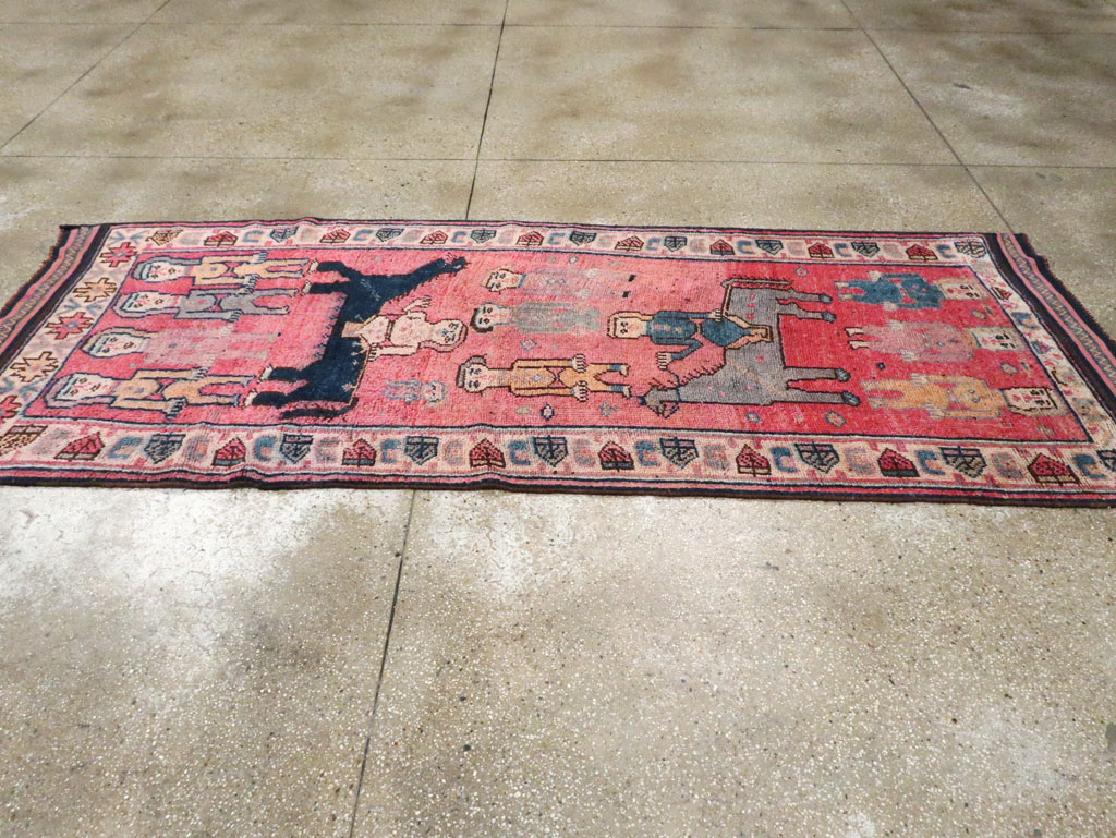 Vintage Turkish Anatolian Pictorial Runner, No.29679 - Gss