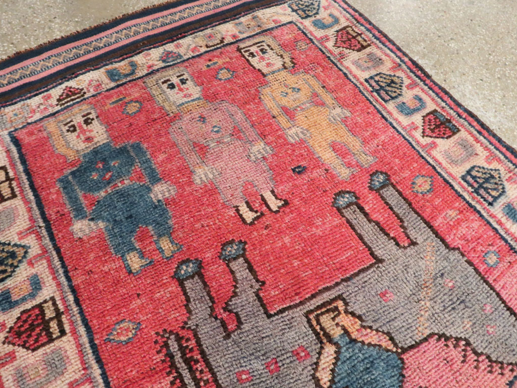 Vintage Turkish Anatolian Pictorial Runner, No.29679 - Gss